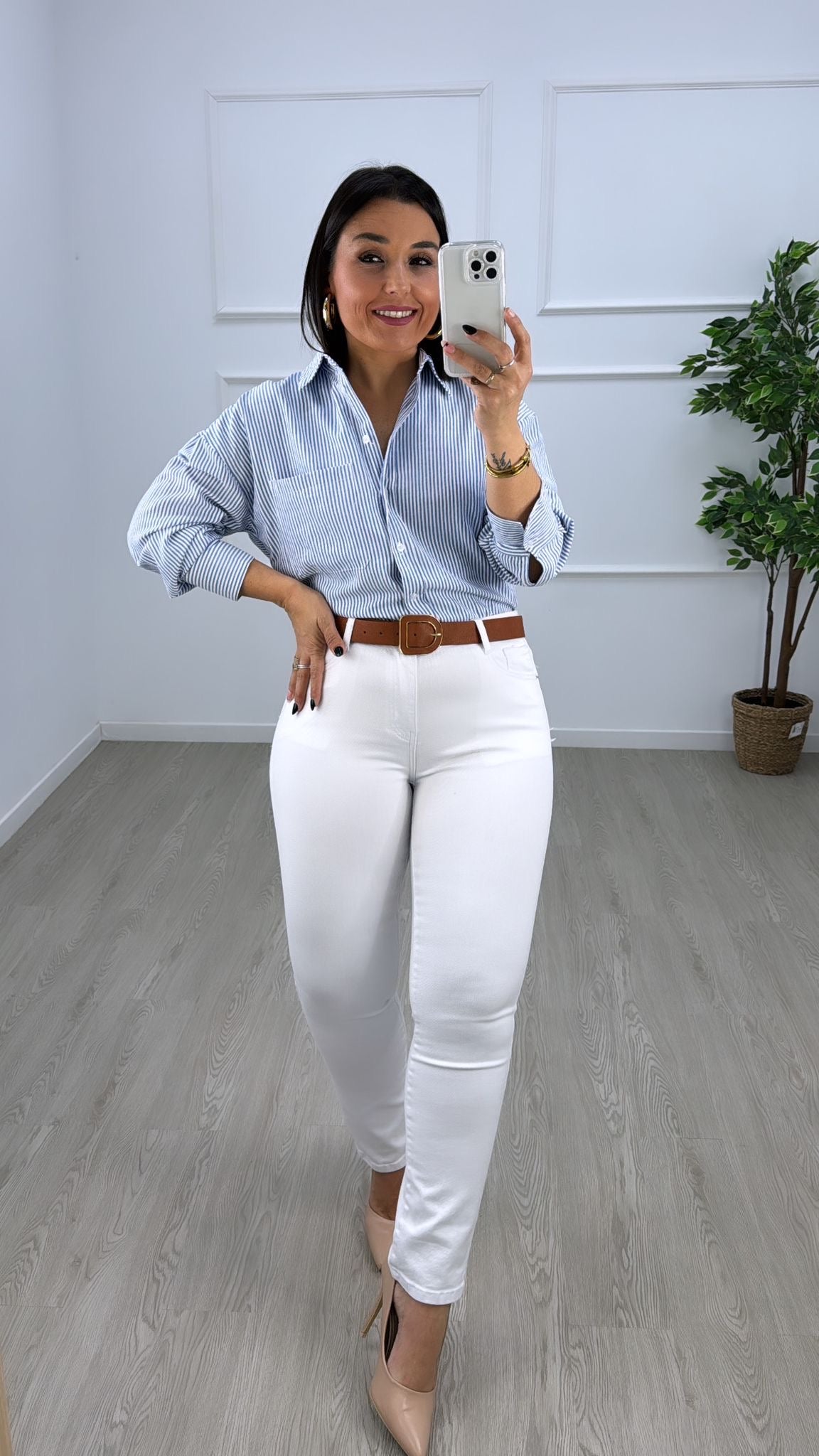 Pantalon vaquero blanco recto - Sueños Moda y Complementos